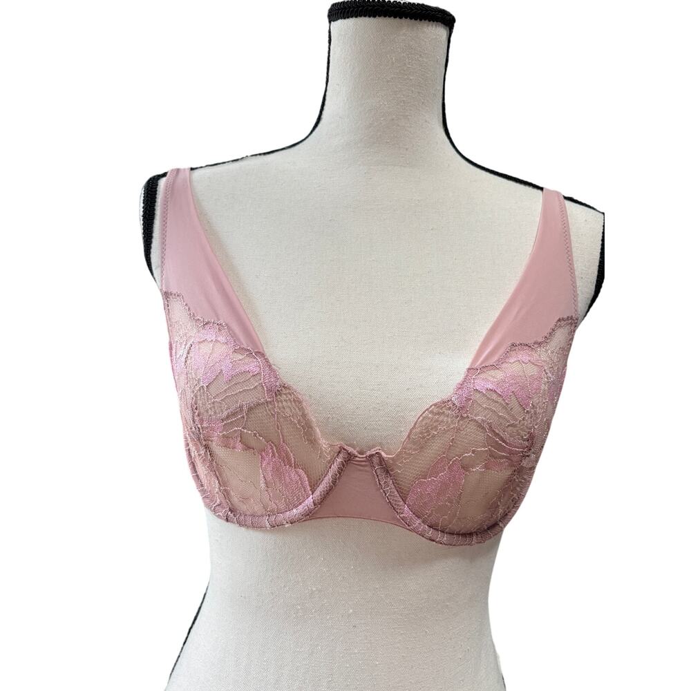 La Perla "Like a Butterfly" Underwired Bra Pink Lace Size 36B $280